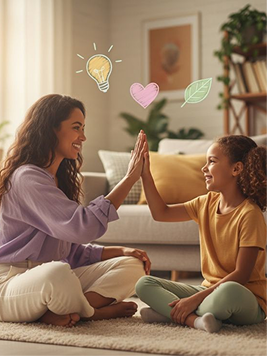 Parent and child high five moment - Finquo Junior